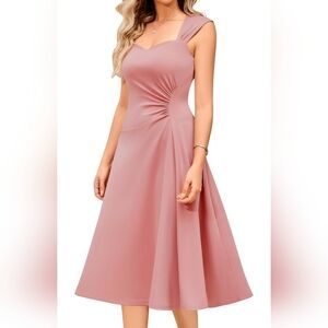 Nwt XXL Dressystar Women's Midi Formal Wedding Guest Dress 2026 Sleeveless Ruch